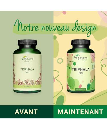 Triphala Organic Vegavero | 1300 mg per Dose | Triphala Powder from India | No Additives | Natural Laxative + Powerful Antioxidant + Digestion | Ayurveda | Laboratory Tested | Vegan | 180 Capsules - Buy Online on GoSupps.com