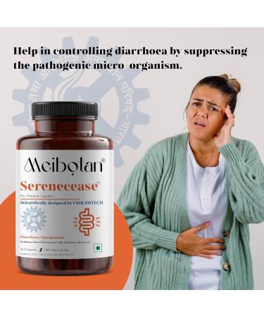 MEIBOTAN Serenecease Probiotics Diarrhoea Management Supplements Scientifically Designed by CSIR-IMTECH Control Diarrhoea Management 30 Veg Capsule (Men & Women) - Buy Online on GoSupps.com