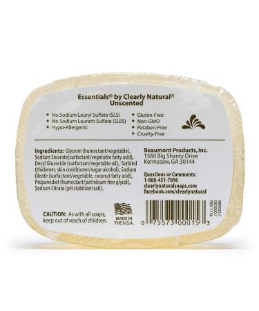 Essentials Clearly Natural Glycerin Bar Soap Unscented 4oz (12 Pack) - Buy Online on GoSupps.com