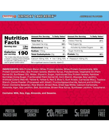 BSN Protein Crisp Birthday Cake Remix - 12 Bars (2.01 oz Each) - Delicious Protein Snack - Buy Online on GoSupps.com