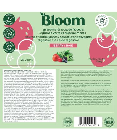 Bloom Nutrition Super Greens Powder - Probiotics for Digestive Health Digestive Enzymes with Superfoods Spirulina and Chlorella for Gut Health (Berry) - Buy Online on GoSupps.com
