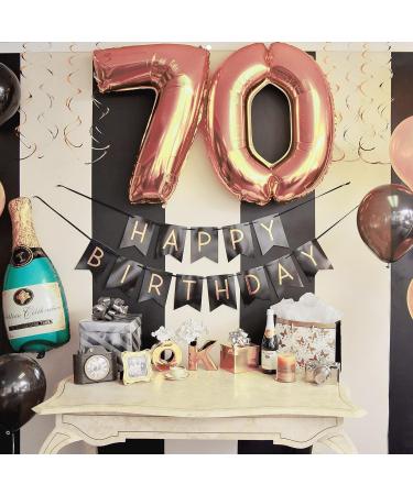 Rose Gold 70th Birthday Decorations Set - Unique Digital Number 70 Balloons for Women | Includes Happy Birthday Latex and Confetti Balloons - Buy Online on GoSupps.com