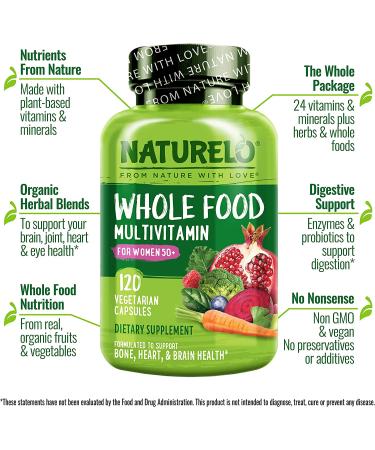 NATURELO Whole Food Multivitamin for Women 50+ | 120 Vegetarian Capsules - Ultimate Nutritional Support - Buy Online on GoSupps.com