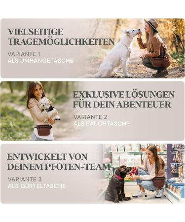 Heimatpfoten Leather Imitation Dog Feeding Bag - Dark Brown One-Hand Magnetic Closure for Treats - Buy Online on GoSupps.com