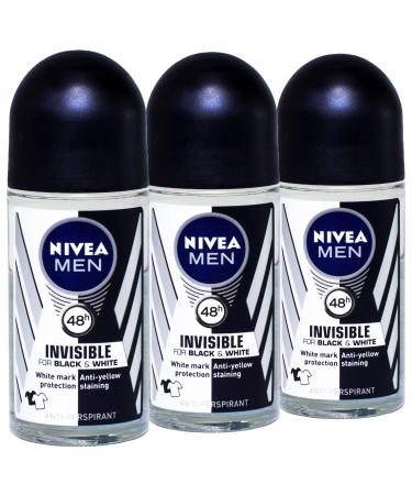 NIVEA MEN Nivea MEN Invisible for Black & White Roll On Lot de 3 rouleaux de papier roll-on 50 ml