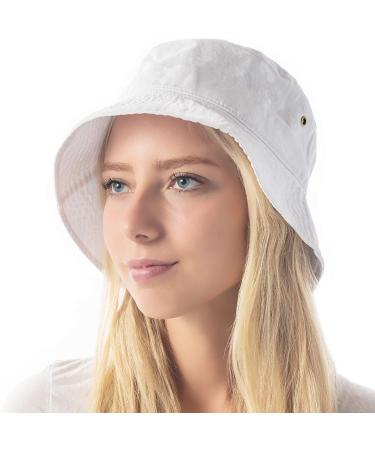 Unisex Cotton & Denim Bucket Hat UPF 50 | Packable Sun Hat - White - Buy Online on GoSupps.com