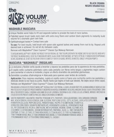 Maybelline Volum Express Falsies Washable Mascara Black Drama - Pack of 2 - Buy Online on GoSupps.com