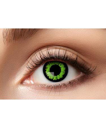 Eyecatcher 84063141-627 - Colored contact lenses 1 pair for 12 months green carnival Mardi Gras Halloween Jungle