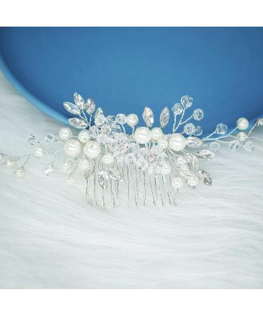 Wedding Hair Accessories Fanvoes Hair Pieces Comb for Brides Bridal-Silver Vintage Headpiece Clip Barrette Jewelry w/Handmade Flower Ivory Pearl Leaf Rhinestone Crystal for Women Girls Bridesmaid - Buy Online on GoSupps.com