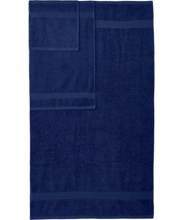 Amazon Basics 6-Piece Fade Resistant Cotton Towel Set - Navy Blue - Buy Online on GoSupps.com