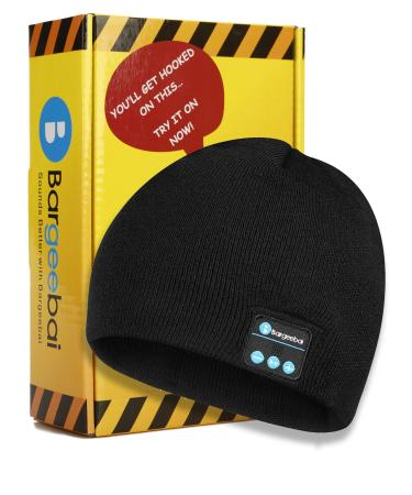 Bargeebai Unisex Beanie Hat Bluetooth Wirless Upgraded Loud Stereo Speaker Unique Awesome Cute Fall Winter Birthday Tech Gifts Under 20 Teen Boy Man Woman Girl Knit Skull Cap (Black)