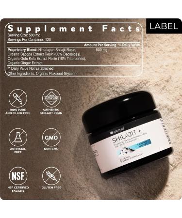Blisque - Pure Himalayan Organic Shilajit Resin Supplement | for Cognitive Support | with Organic Bacopa and Gotu Kola | Authentic and Natural | 60 Grams - Buy Online on GoSupps.com