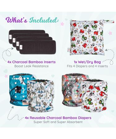 LittleDingo Reusable Cloth Diapers Bundle with Bamboo Inserts and Wet Bag - Autumn Animal Theme - Buy Online on GoSupps.com