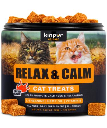 Cat Calming Treats for Stress and Aggressive Behavior - Help Reduce Cat Anxiety and Promote Relaxation - Thunderstorms, Grooming, Traveling - Hemp Calming Cat Treats with American Quality - 135 Chews