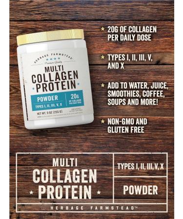 Carlyle Multi Collagen Protein Powder | Type I II III V & X | 9 Oz | Peptides Premium Blend | Unflavored | for Women and Men | Non-GMO and Gluten Free | 25 Servings | by Herbage Farmstead - Buy Online on GoSupps.com