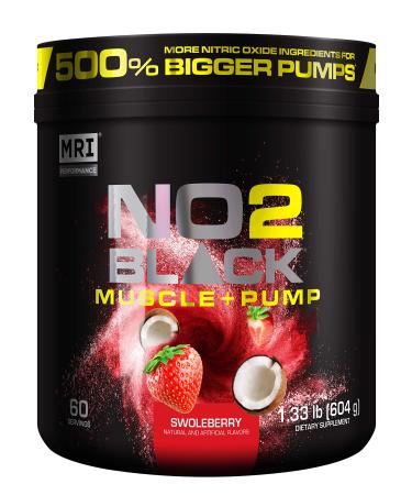 MRI NO2 Black Nitric Oxide Supplement for Pump, Muscle Growth, Vascularity & Energy - Powerful NO Booster Pre-Workout with Citrulline + 60 Servings (Swoleberry)
