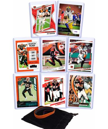 Cincinnati Bengals Cards: Joe Burrow, Joe Mixon, Tee Higgins, Tyler Boyd, Logan Wilson, Ja'Marr Chase, Chad Johnson, Dillon ASSORTED Football Stars & Legends Trading Card & Wristbands Bundle