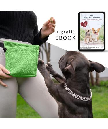 Ostfriesenpfoten Frieda Dog Treats - High-Quality Synthetic Leather Gassitasche in Green (Size L) - EasyOpen Single-Handed Lock - International Shipping Available - Buy Online on GoSupps.com