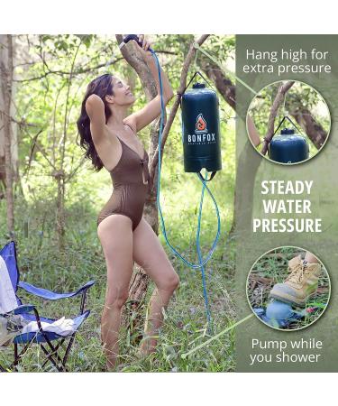 BONFOX Portable Camping Shower - 2.6Ga 10L with Carry Bag - Outdoor Solar Overland Road Shower - Black - Buy Online on GoSupps.com