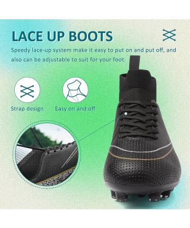 GRESKY Soccer Cleats AG/FG - Black - Size 6.5 Women/5.5 Men | Premium Soccer Shoes for Men, Women, and Big Boys - Buy Online on GoSupps.com