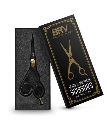 BRV MEN Professional German Steel Hammer Forged Mustache & Beard Scissors - 5.5 - 100% Stainless Steel - Razor Sharp Trimming Shears (RIGHT HANDED - Black) - Buy Online on GoSupps.com