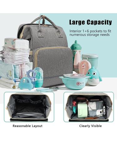 Baby Diaper Bag Backpack with Changing Station - Large Grey Diaper Bag for Baby Girl Boy Dad Mom | Baby Shower Gifts & Registry | Newborn Essentials - Buy Online on GoSupps.com