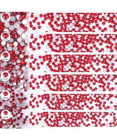 1728 Pieces Nail Crystals Nail Jewels Red Rhinestones Round Beads Flatback Glass Charms Gems Stones with 6 Sizes Diamonds for Nails Decoration Clothes Shoes Phone Case - Mixed SS4 5 6 8 10 12 big red - Buy Online on GoSupps.com