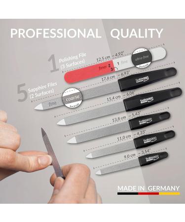 Buy Marqus Sapphire Nail Files Set - Premium 6-Pack from Solingen Professional Rough & Fine Sides 9-17.6 cm Made in Germany - Perfect Nail Care & Polishing - Buy Online on GoSupps.com