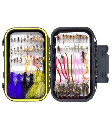 24/45/72 Producing Fly Fishing Flies Assortment | Dry, Wet, Nymphs, Streamers, Wooly Buggers, Caddis | Trout, Bass Fishing Lure 72 Premium Fly Assortment