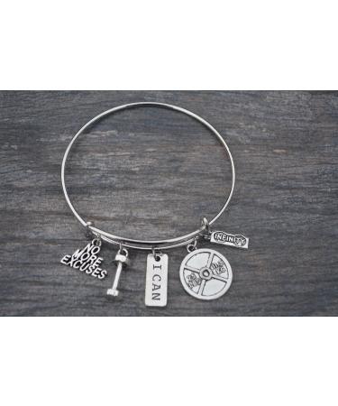 Infinity Collection No Excuses Exercise Bracelet | Weighted Barbell Charm | Perfect Workout Gifts for Fitness Enthusiasts - Buy Online on GoSupps.com