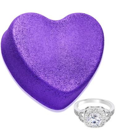 Size 5 Ring Cosmic Love Heart Bath Bomb with Jewelry Inside USA Made Skin Moisturize Fizzie 1 Count (Pack of 1) Purple