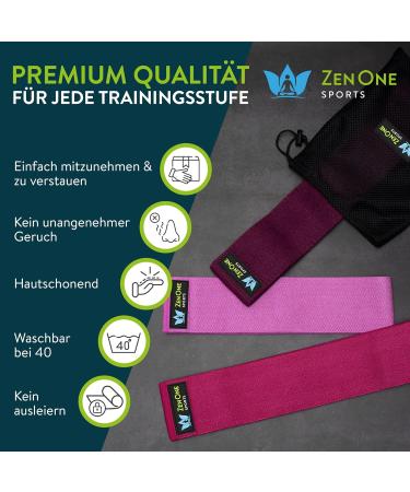 Zenone Sports Fitness Straps - 3 Set Resistance Bands for Strength Training & Yoga | Fabric Leg & Arm Resistance Tapes | Includes E-Book & Workout Guide | Berry Color - Buy Online on GoSupps.com