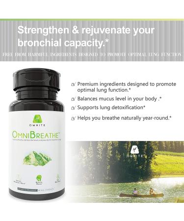 OmniBreathe Asthma Relief & Lung Cleanse Supplement - 30-Day Respiratory Wellness for Smokers - Reduce Cough, Clear Mucus - 60 Veg Capsules - Buy Online on GoSupps.com