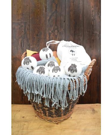 Pachamama Handmade XL Wool Tumble Dryer Balls 7cm 6 Pk Reduce Drying Time Save Energy Fabric Soften Reduce Static Reduce Wrinkles Unscented Long Life - Cute Sheep Pattern Felted by Hand Fair Trade - Buy Online on GoSupps.com