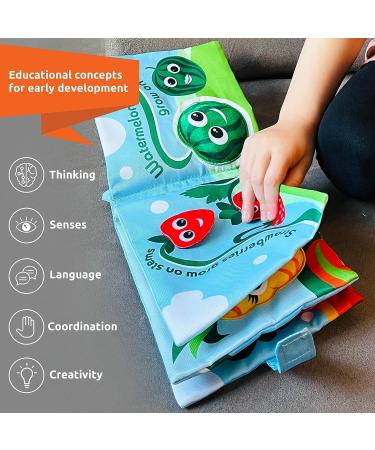 Interactive Veggies & Fruits Baby Book | Soft Teething Cloth Book for Babies 3 Months - Buy Online on GoSupps.com