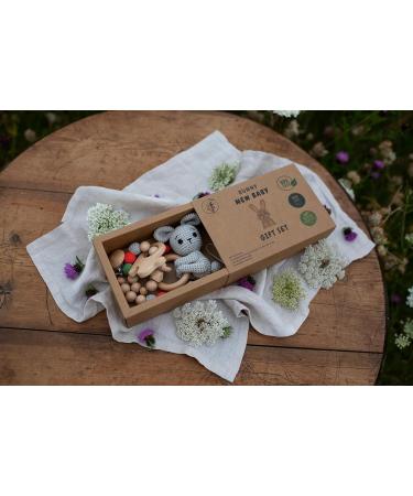 New Baby Gift Set - Boy & Girl Newborn Gift Box with Crochet Rattle (Bunny) - Vintage Baby Shower Gift Set - Buy Online on GoSupps.com