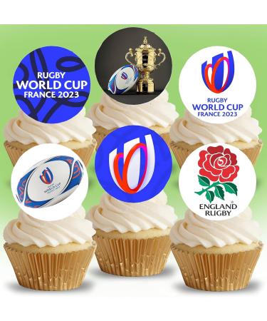 24 x Pre-Cut Stand up Rugby World Cup Edible Wafer/Rice Paper Cupcake Cake Dessert Toppers Birthday Decorations - Buy Online on GoSupps.com