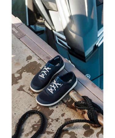 OLUKAI Moku Pae Men's Boat Shoes - Lightweight & Breathable Mesh, Comfort Fit, Wet Grip Soles - Size 10.5 Trench Blue/Off White - Buy Online on GoSupps.com