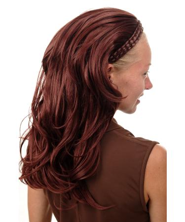 WIG ME UP - 90607-35 Half wig hairpiece classy with braided headband long wavy streaked wild wetlook rust brown - Buy Online on GoSupps.com