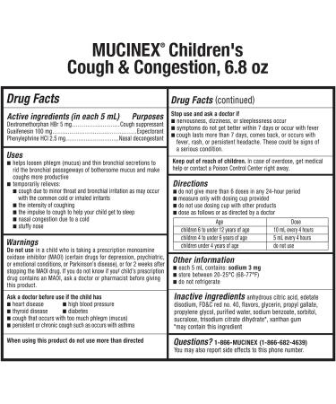 Mucinex Children's Congestion & Cough Liquid 6.8oz - Berrylicious Flavor | Pack of 1 - Buy Online on GoSupps.com