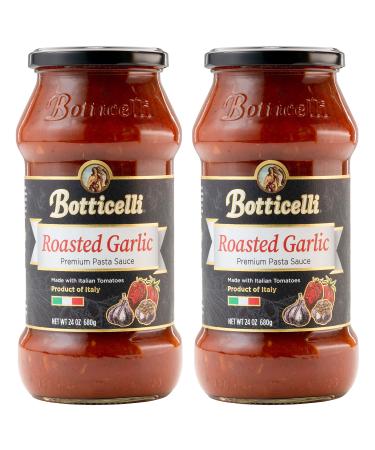 Roasted Garlic Premium Italian Pasta Sauce by Botticelli, 24oz Jars (Pack of 2) - Product of Italy - Gluten-Free - No Added Sugar, Artificial Colors, Flavors, or Preservatives 1.5 Pound (Pack of 2)