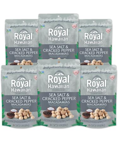 Royal Hawaiian Orchards Sea Salt & Pepper Macadamia Nuts, 4 oz (Pack of 6)