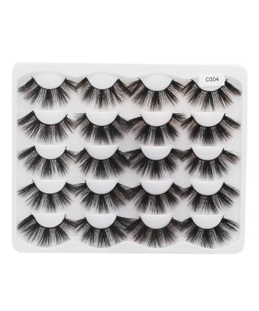 10 Pairs 15-20mm 3D Mink Eyelashes - Fluffy & Dramatic Fake Lashes for Natural Makeup | C004 - Buy Online on GoSupps.com