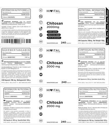 Marine Chitosan 2000 mg. 240 capsules for 2 months of treatment. Natural Chitosan from the Chitin of Crustaceans. Natural fiber to block the absorption of fats. - Buy Online on GoSupps.com