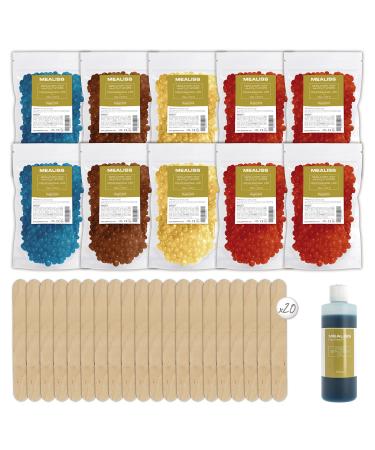 1kg of waxing + care oil + 20 wood spatula for brazilian waxing mealiss hair removal without wax strips depilation wax completely body intimate legs face poor deportation wax wax mealiss 10 refill