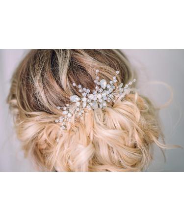 Kercisbeauty Blue Opal Hair Comb for Brides Wedding Bridal Headpiece Side Headband Women Girls Hair Piece Girls Prom Party Crystal Jewelry (Silver) - Buy Online on GoSupps.com
