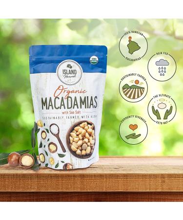 Island Harvest Organic Macadamia Nuts with Sea Salt - Hawaiian Keto Friendly, Non-GMO, All-Natural, High Fiber, 8oz Pack - Buy Online on GoSupps.com