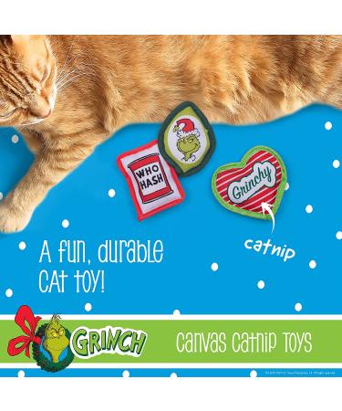 Dr. Seuss The Grinch Catnip Cat Toys 3 Pack - Small Catnip Infused Toys from The Grinch Who Stole Christmas Collection - 4 Inch Canvas Cat Toy for Cats - Buy Online on GoSupps.com