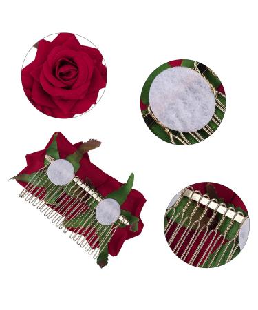 Maoxintek Rose Flower Hair Clips for Weddings | Artificial Hairpins & Brooches for Brides & Flamenco Dancers - Set of 2 - Buy Online on GoSupps.com