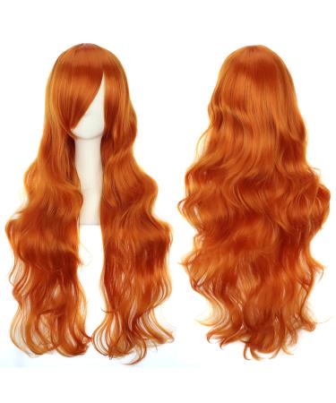 YEESHEDO 32" 80 cm Long Wavy Curly Hair Cosplay Wigs with Bangs for Women Heat Resistant Synthetic Wig for Party Costume Anime Halloween (Ginger) - Buy Online on GoSupps.com